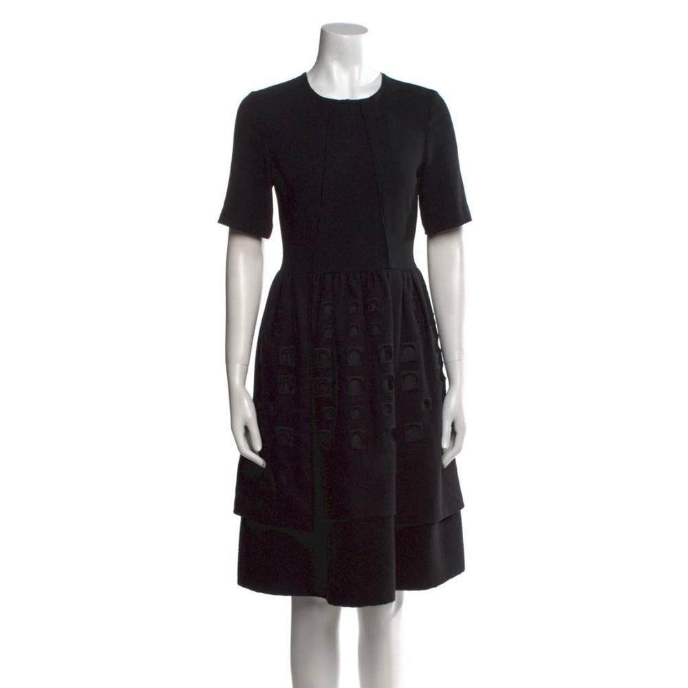 Tibi wool Black Midi Dress with Cut-Out Details